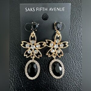 Saks Fifth Avenue Gold and Black Statement Earrings